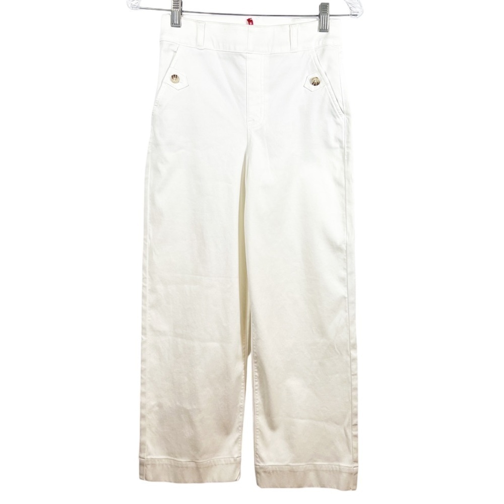 Spanx women’s Stretch Twill Wide Leg Pants size S cropped white - Picture 2 of 10